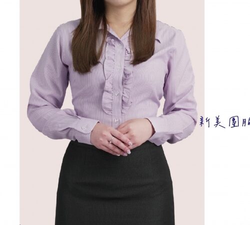 女襯衫-粉紫色條紋