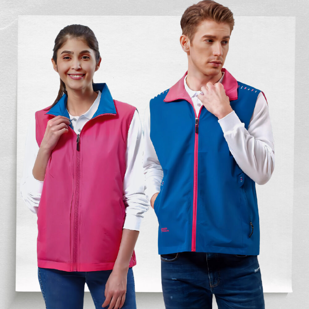 型號-SM-FLK19122-5 (藍/櫻桃紅) 雙面穿反光背心 100%聚酯纖維