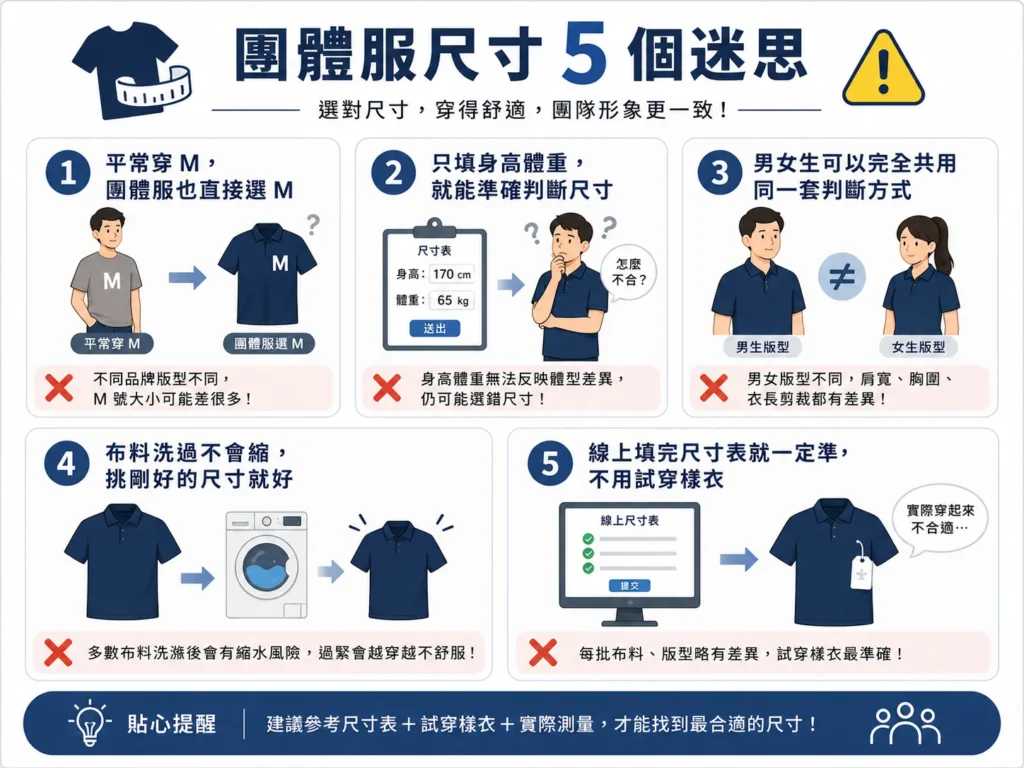 團體服尺寸 5 個迷思